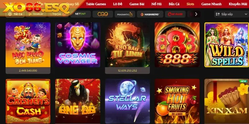 Danh sách trò chơi HOT tại sảnh slot Xo88