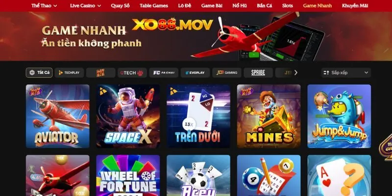 Sảnh game nhanh tại XO88