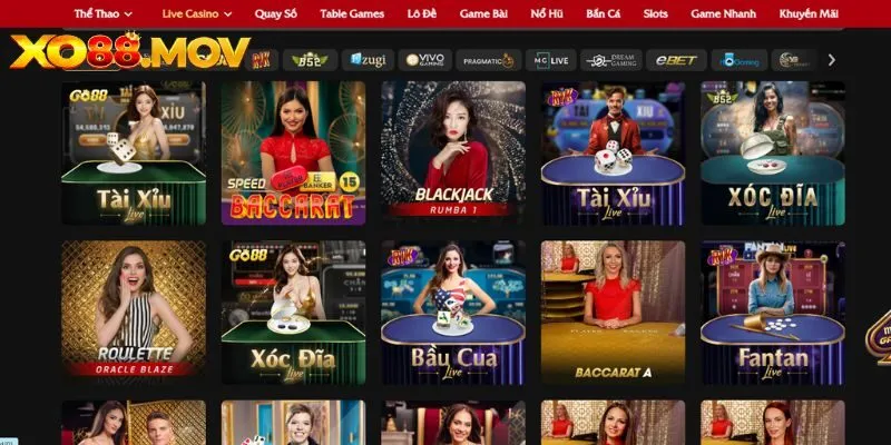 Sảnh live casino hấp dẫn